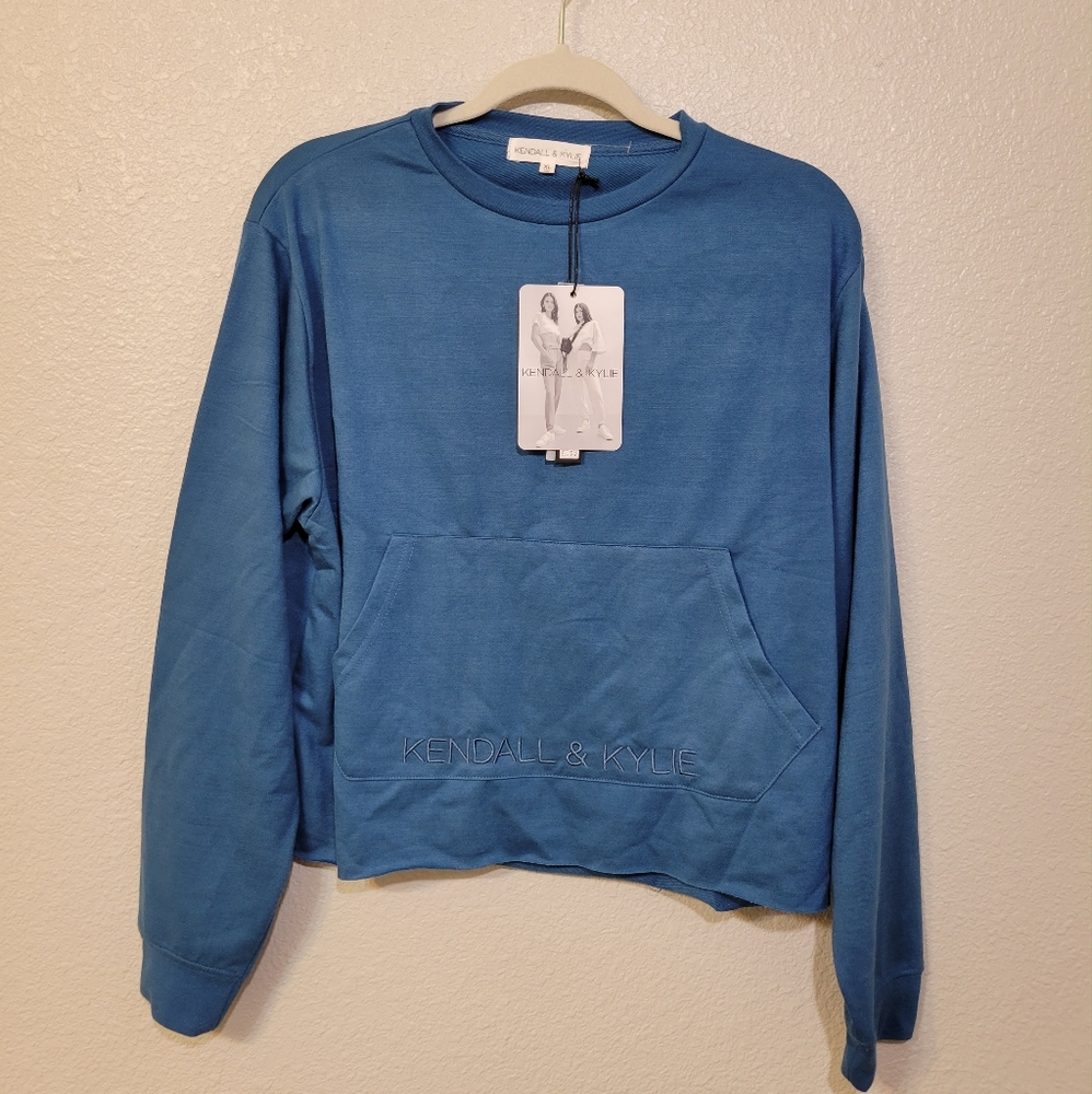 Blue Crop Top Kendall & Kylie Hoodie